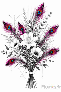 Pauw blauw - 60-70 cm - fuchsia